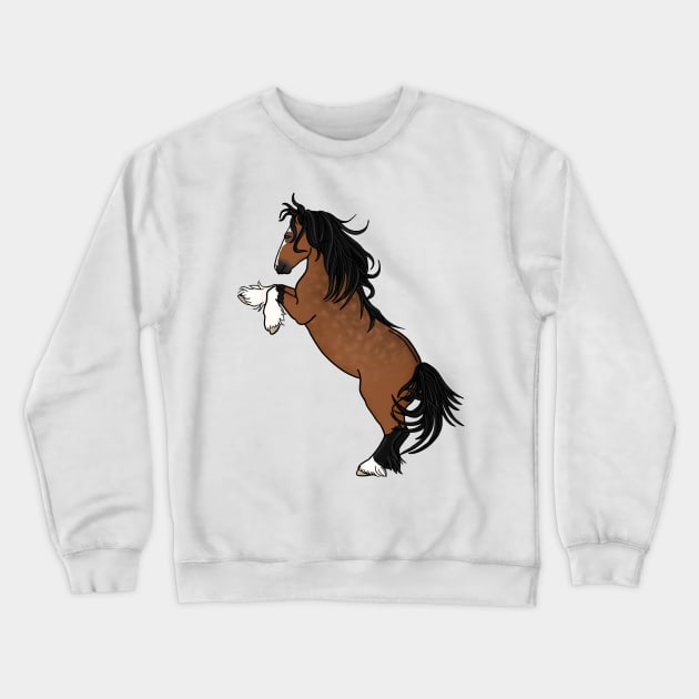 Bay Rearing Gypsy Vanner Crewneck Sweatshirt by Ory Photography Designs